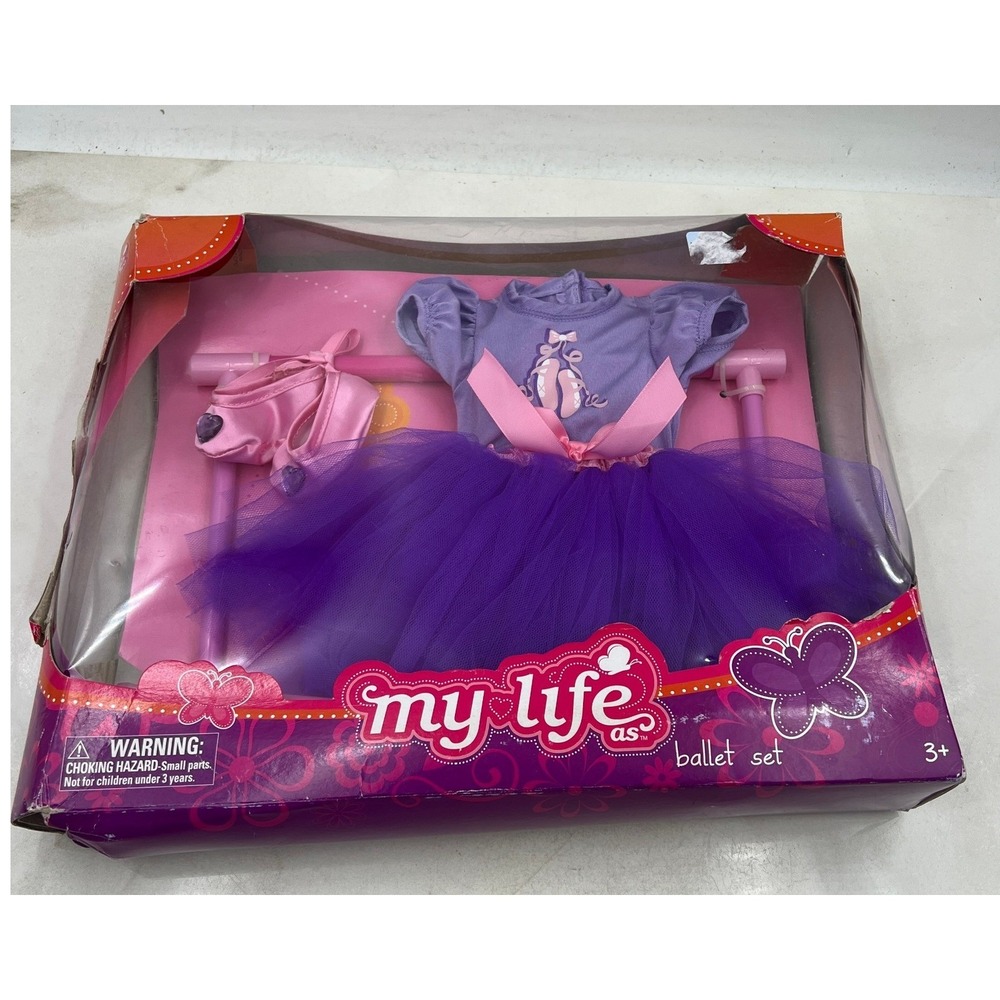 My Life As Doll Outfit Ballet Set 18" Dolls Purple Tutu Leotard Shoes Bar 25278